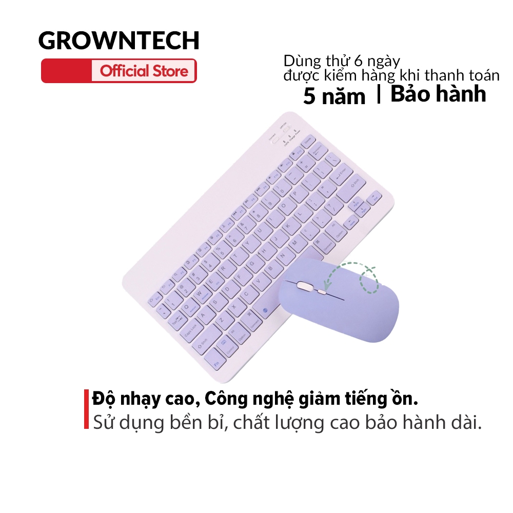Combo chuột và bàn phím GrownTech bluetooth không dây size mini cho máy tính bảng, tablet , laptop