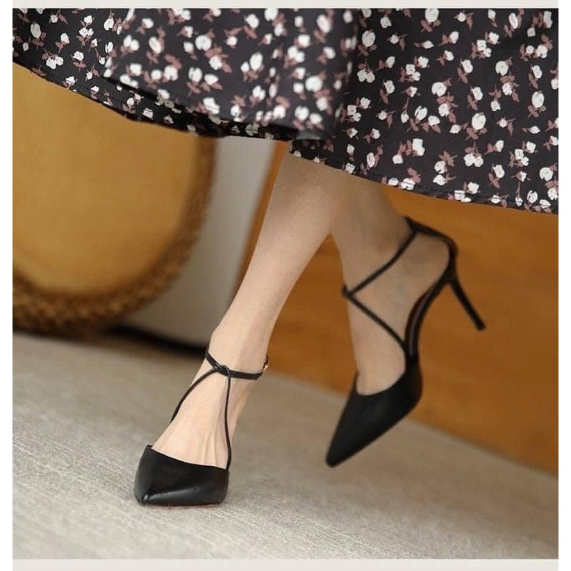 Omm - Giày cao gót 8cm dây gài