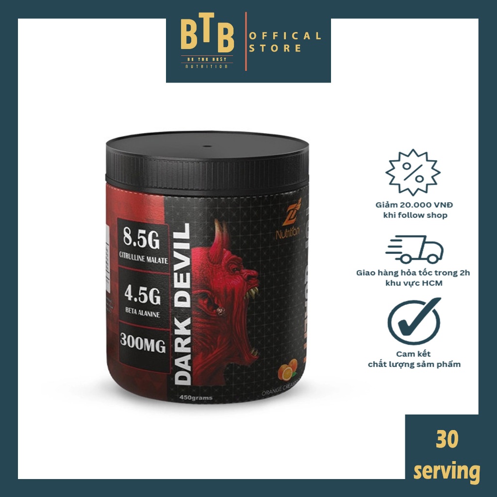 Bột tăng sức mạnh pre workout DARK DEVIL 30 lần dùng tập trung tỉnh táo tăng cường sức mạnh từ ZNUTRITION