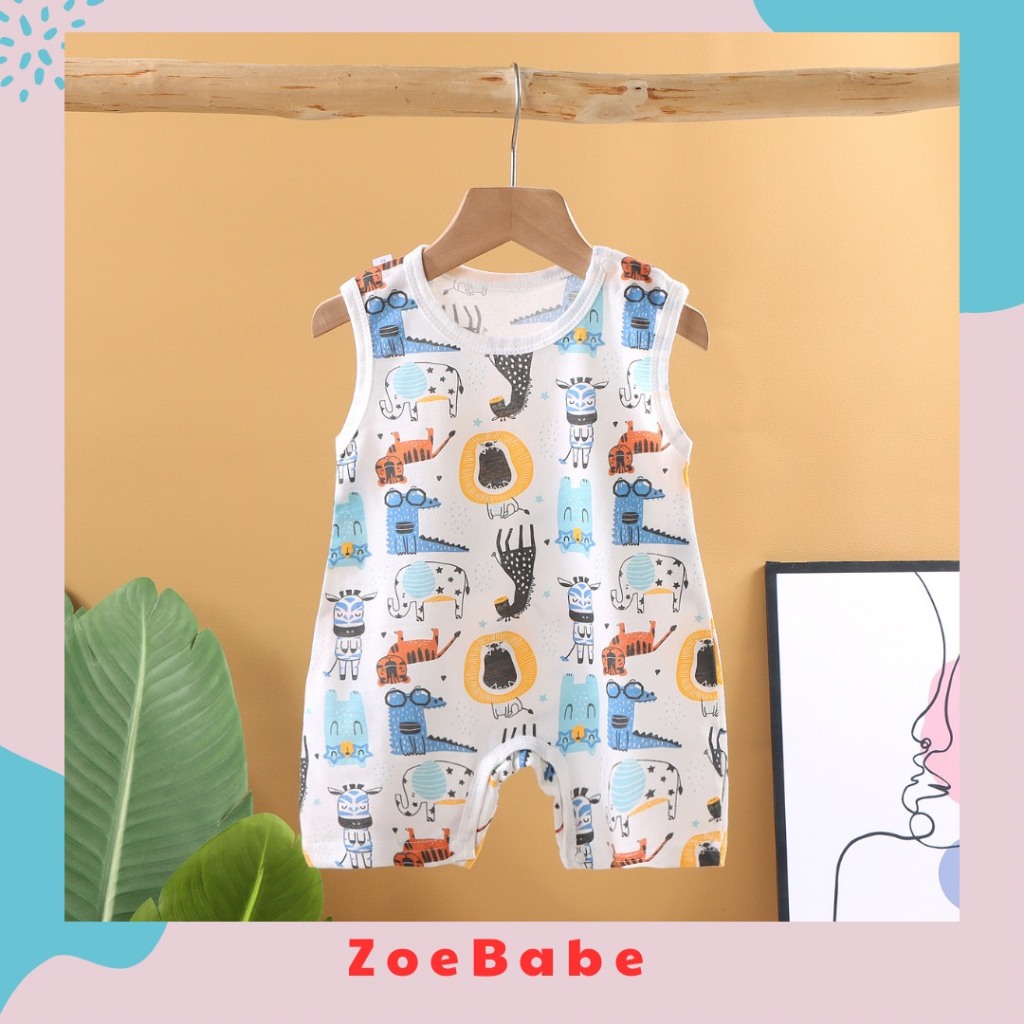 Bộ Liền Thân Body Đùi, Bodysuit Sơ Sinh Ba Lỗ 100% Cotton Thoáng Mát Cho Bé Trai Bé Gái Từ 3-14kg, Hàng Nhập Quảng Châu