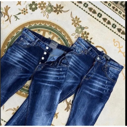 Quần Jean Nam DSQ Xanh Đậm Rách Gối Nhăn 3D Form Slimfit Cực Chuẩn Quần Bò Nam Siêu Hot