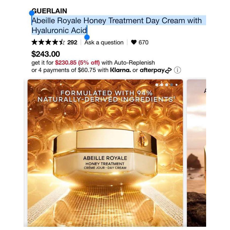 Gu€rlain Abeille Royale Honey Treatment Day Cream with Hyaluronic Acid kem dưỡng trẻ hoá da