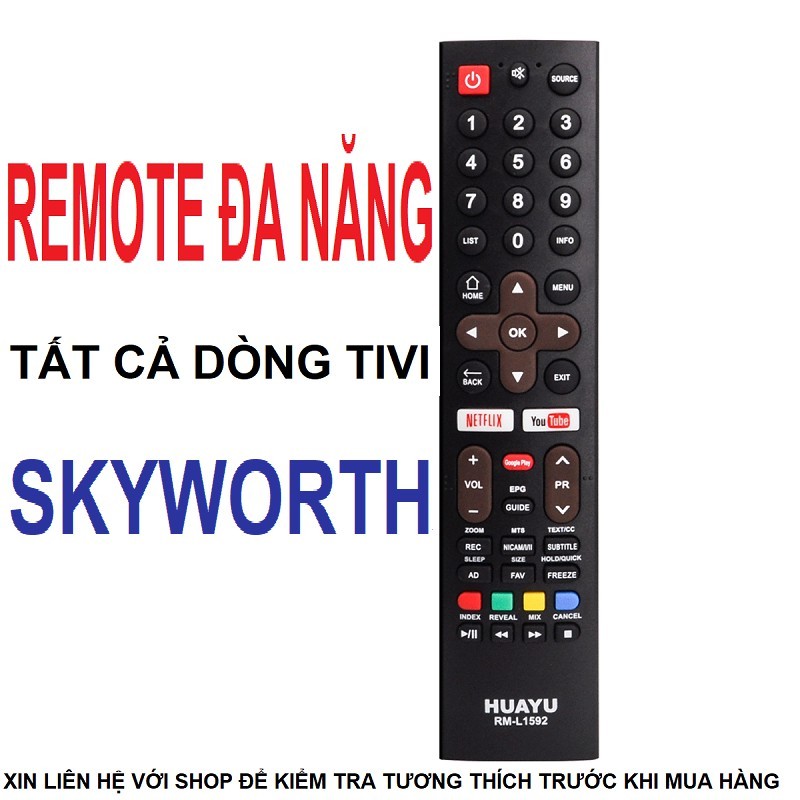 Remote điều khiển tivi SKYWORTH smart RM-L1592 (Đen - Dùng cho tất cả các dong SKYWORTH)