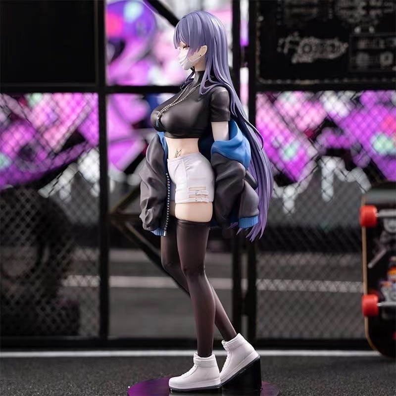 ☊♂∏Yuna Mặt nạ Hình Cô gái Lụa đen Tóc dài Anime Hai chiều Mô hình búp bê Máy tính để bàn Ốp lưng Vật trang trí Quà tặng