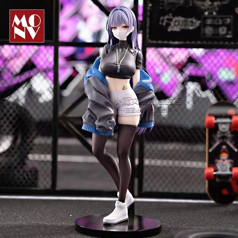 ☊♂∏Yuna Mặt nạ Hình Cô gái Lụa đen Tóc dài Anime Hai chiều Mô hình búp bê Máy tính để bàn Ốp lưng Vật trang trí Quà tặng