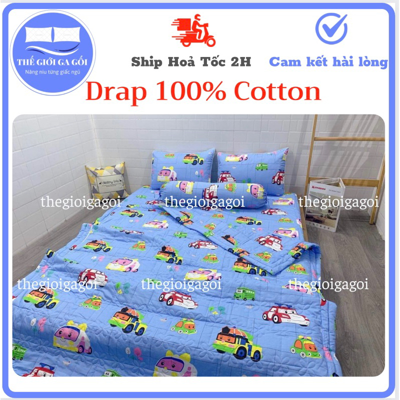 Bộ Drap , Ga Trải giường 100%Cotton {4 món}