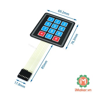 Bàn phím ma trận mềm 3x4 keypad