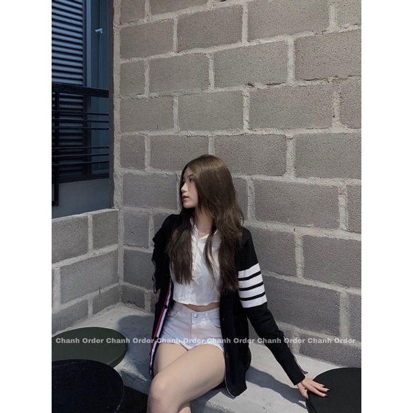 Áo Cardigan Thom Len Hoạ Tiết Bốn Sọc siêu xinh