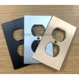Mặt ổ cắm điện nhôm phay, hộp cắm điện 2 ổ mặt nhôm phay anod