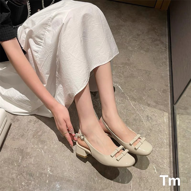 Giày Da Bóng Búp Bê Nữ Sục Gót 3p