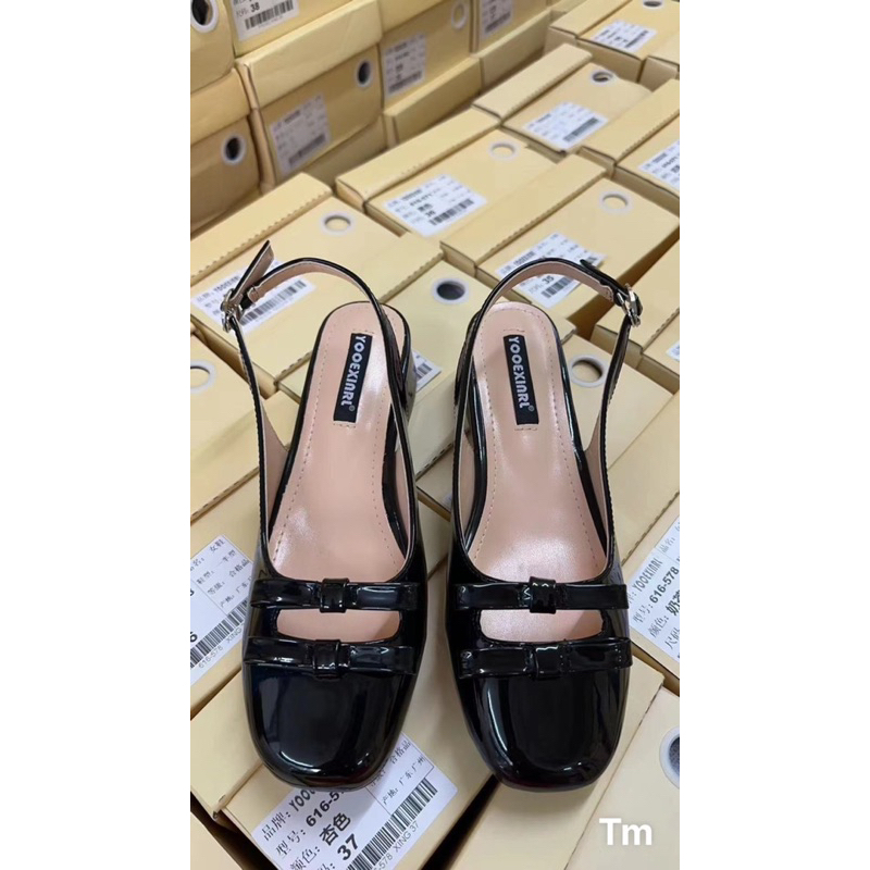 Giày Da Bóng Búp Bê Nữ Sục Gót 3p