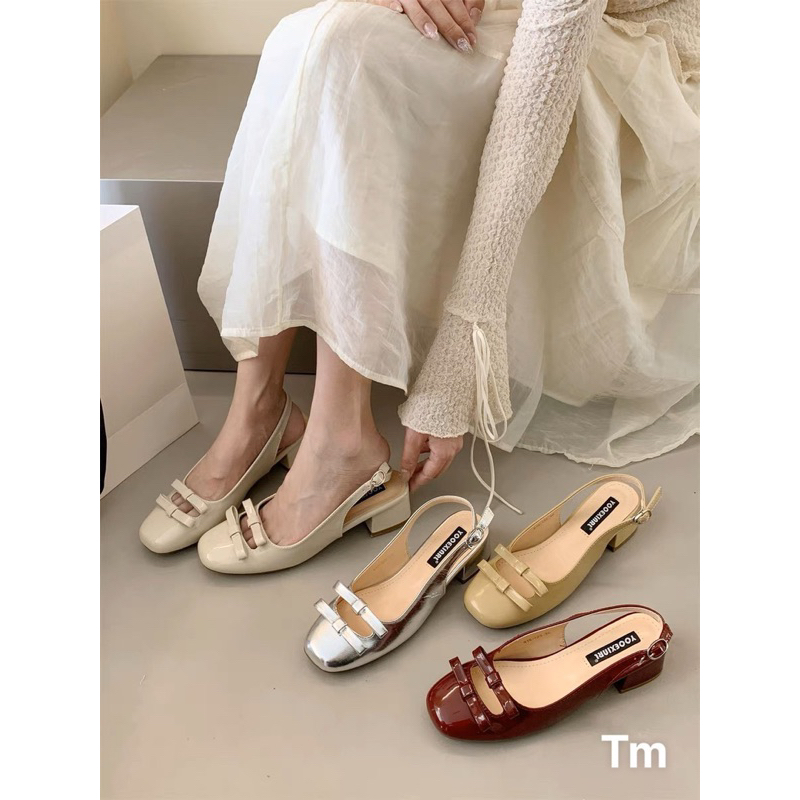 Giày Da Bóng Búp Bê Nữ Sục Gót 3p