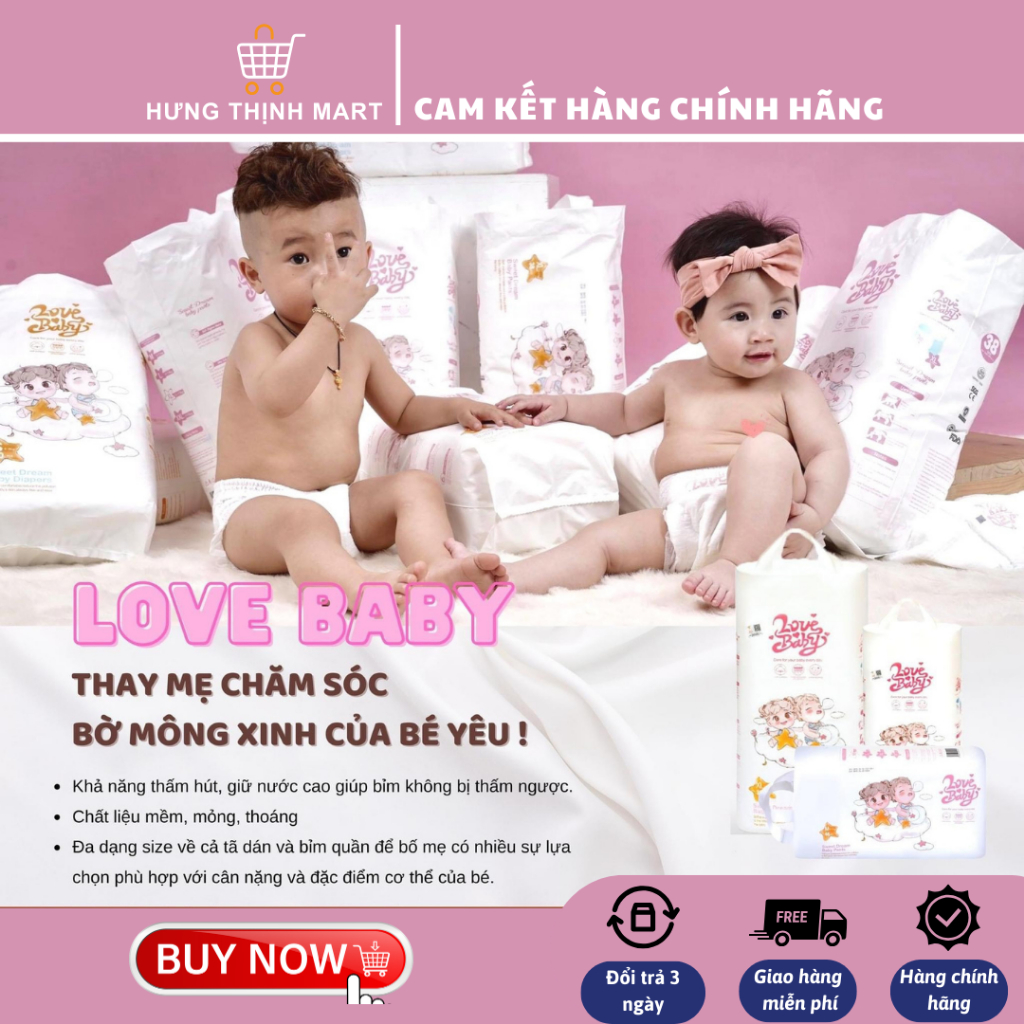 Tã/Bỉm Dán/Quần Love baby Hữu Cơ Mã Vạch Anh Mỏng Mềm Mịn Chống Hăm