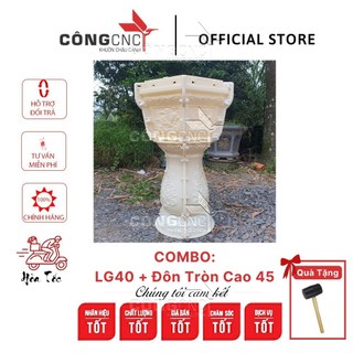 Combo khuôn chậu lục giác 40 úp đáy + đôn tròn cao 45