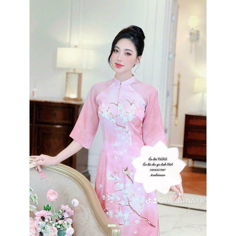Áo dài Nguyệt mai hồng-áo dài NAXA
