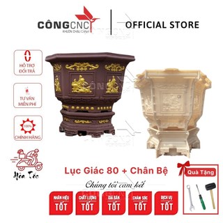 Khuôn Chậu Cảnh Lục Giác 80 (Hoa Sen) kèm Chân Đôn Bệ