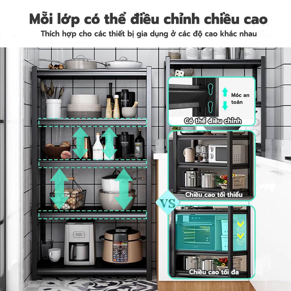MDONE Kệ Để Đồ Kệ Nhà Bếp Đa Năng,Đựng Đồ Nồi Cơm Điện, Lò Nướng 3/4/5 tầng
