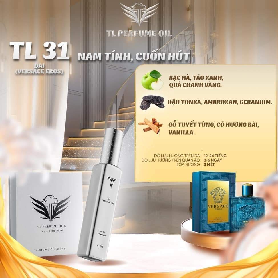 Tinh Dầu Thơm VERSACE EROS 15ml - TL PERFUME OIL . Nam Tính . Cuốn Hút . Quyến Rũ . TL31 . Nước Hoa Nam