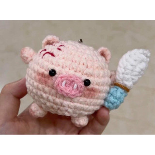 Móc Khoá Heo Cầm Dao Handmade Bằng Len