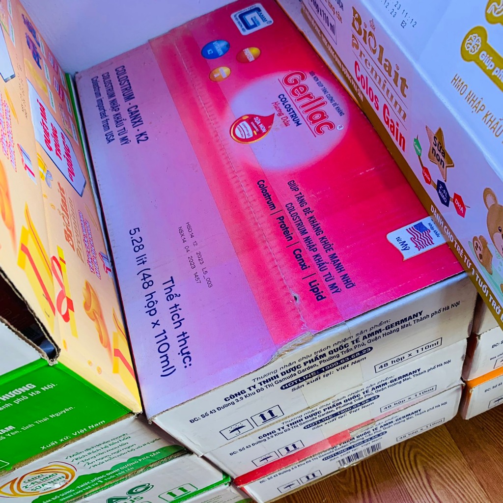 1 VỈ 4 HỘP SỮA TRÁI CÂY GERLLAC COLOSTRUM HƯƠNG CAM, DÂU - GIÚP TĂNG CƯỜNG ĐỀ KHÁNG