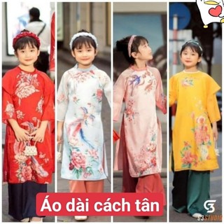 🥰Sét áo dài cách tân  phối tay đẹp cho bé chất mềm mại . Ảnh thật 100%