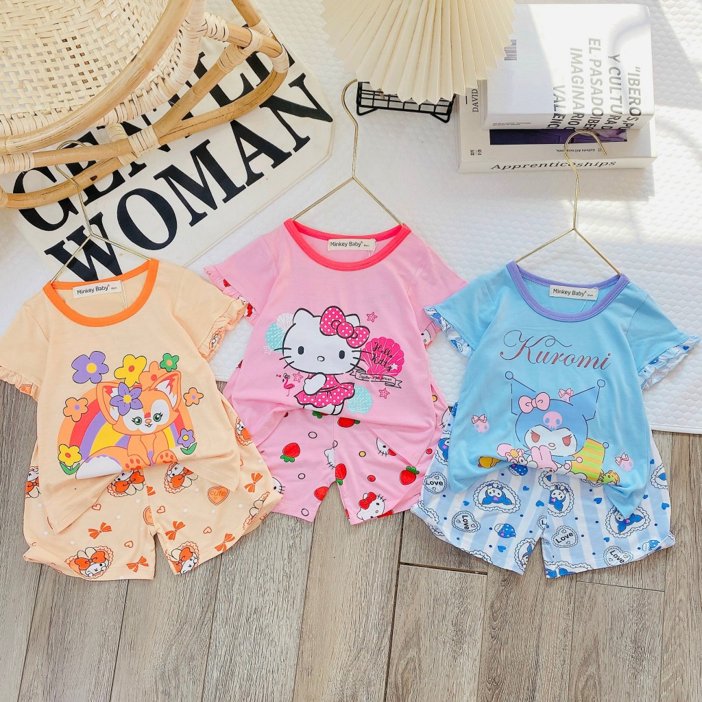 Bộ bèo xinh cho bé gái hàng Minky Mom Chính Hãng chất thun lạnh loại 1 cho bé 1 2 3 4 5 6 7 8T