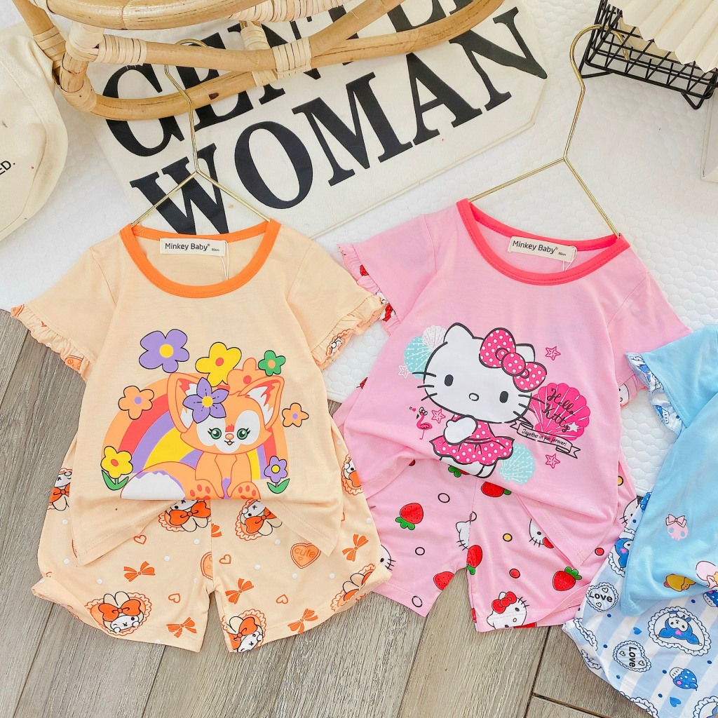 Bộ bèo xinh cho bé gái hàng Minky Mom Chính Hãng chất thun lạnh loại 1 cho bé 1 2 3 4 5 6 7 8T