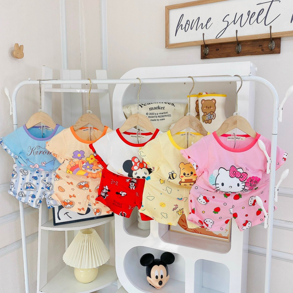 Bộ bèo xinh cho bé gái hàng Minky Mom Chính Hãng chất thun lạnh loại 1 cho bé 1 2 3 4 5 6 7 8T