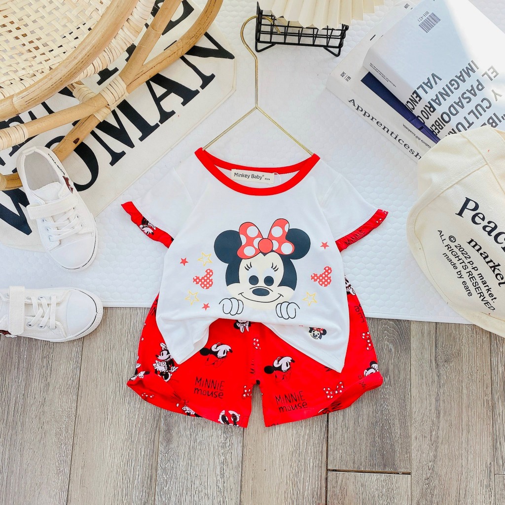 Bộ bèo xinh cho bé gái hàng Minky Mom Chính Hãng chất thun lạnh loại 1 cho bé 1 2 3 4 5 6 7 8T