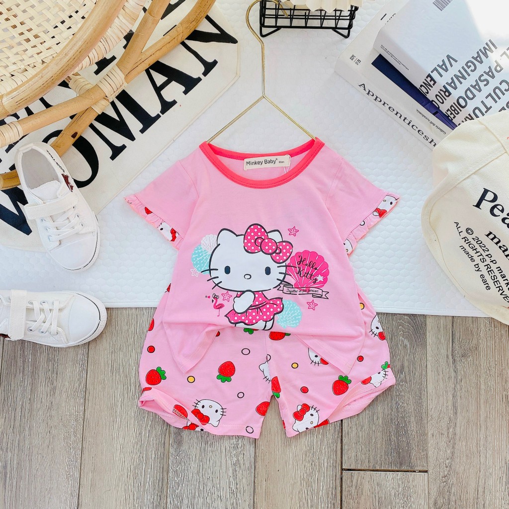 Bộ bèo xinh cho bé gái hàng Minky Mom Chính Hãng chất thun lạnh loại 1 cho bé 1 2 3 4 5 6 7 8T