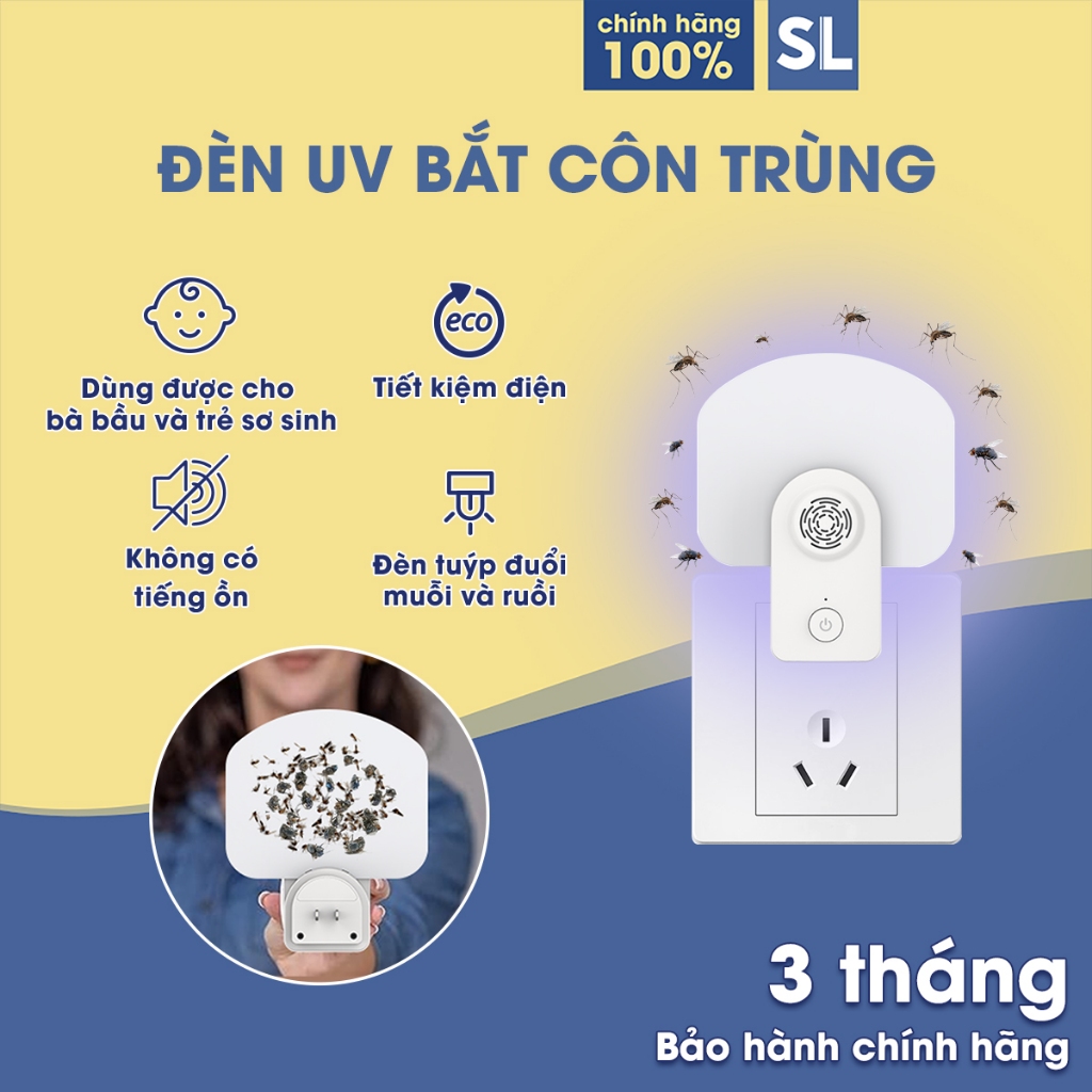 Đèn LED-UV Bẫy Côn Trùng 2 Trong 1 Sóng Siêu Âm - Không Tiếng Ồn, An Toàn Sử Dụng, Không Có Bức Xạ, Thiết Kế Nhỏ Gọn