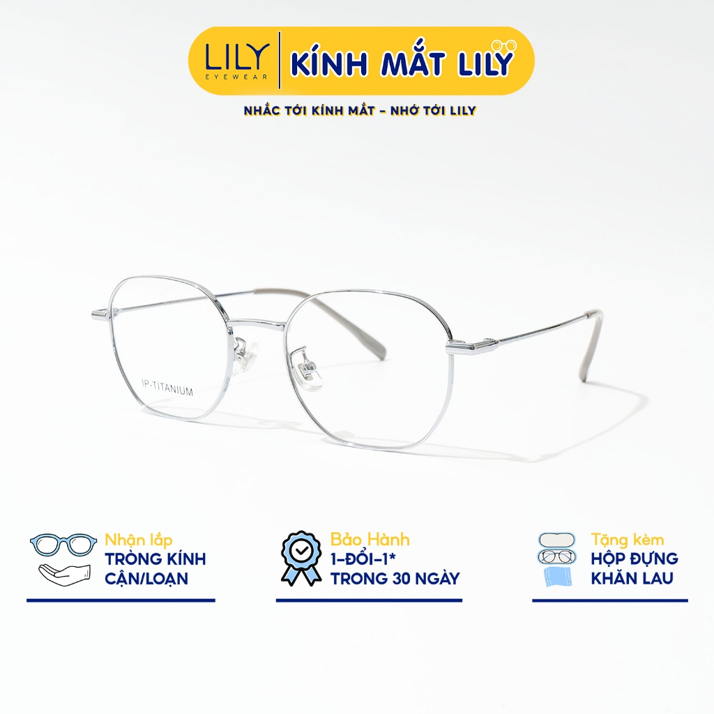 Gọng kính cận mắt đa giác nam nữ LILYEYEWEAR càng kim loại thanh mảnh nhẹ nhàng màu sắc thời trang 98502