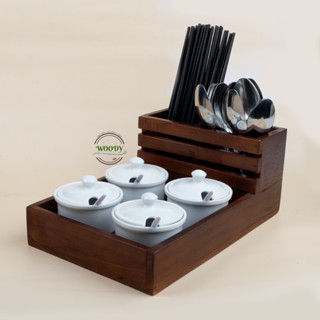  Khay Đựng Đũa Thìa Gia Vị Đa Năng Bằng Gỗ Sang Trọng Chuyên Dùng Cho Quán Phở Quán Ăn- WOODY 
