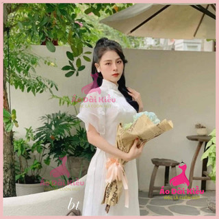 Áo dài cách tân đại đính kết hình , chất vải von tơ xước, sang, Áo Dài KiềuKiều ADK008