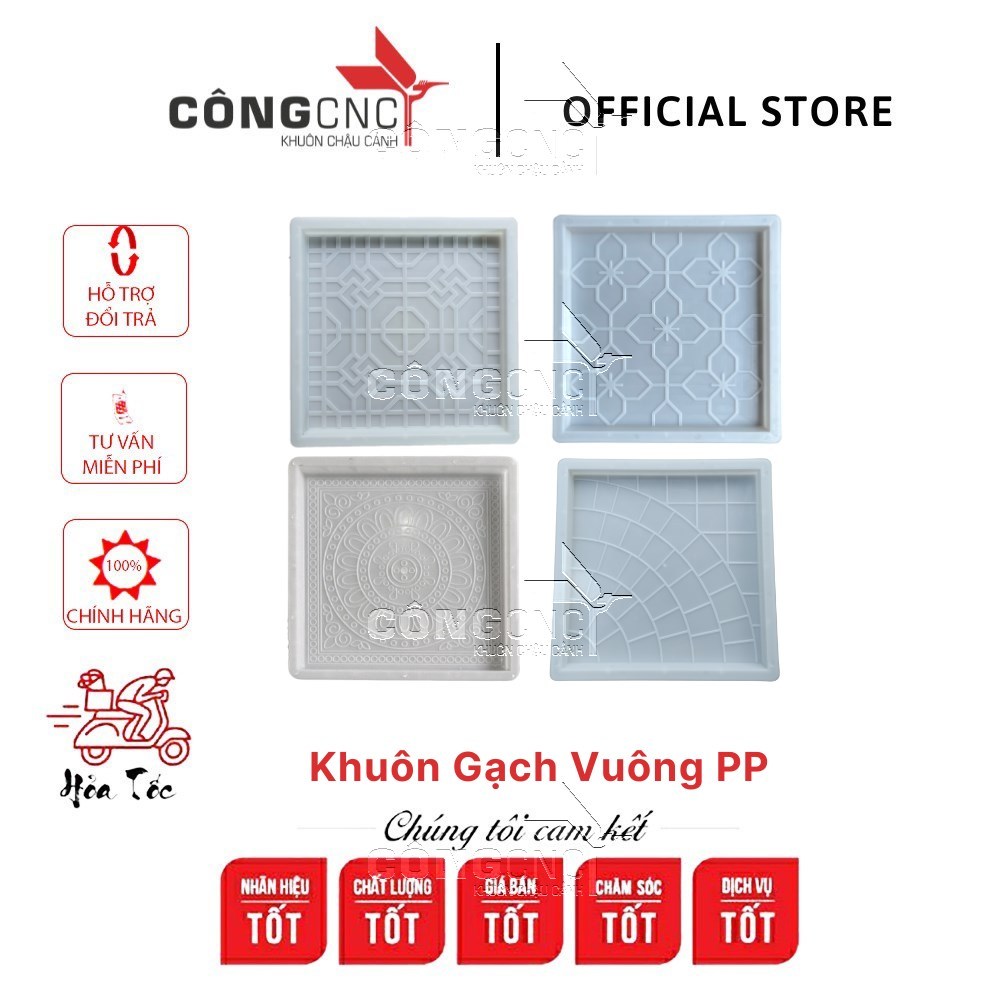 Khuôn Gạch 565 Kích Thước 40X40 Cm, Khuôn Đúc Gạch Xi Măng Nhựa Abs, Nhựa Pp