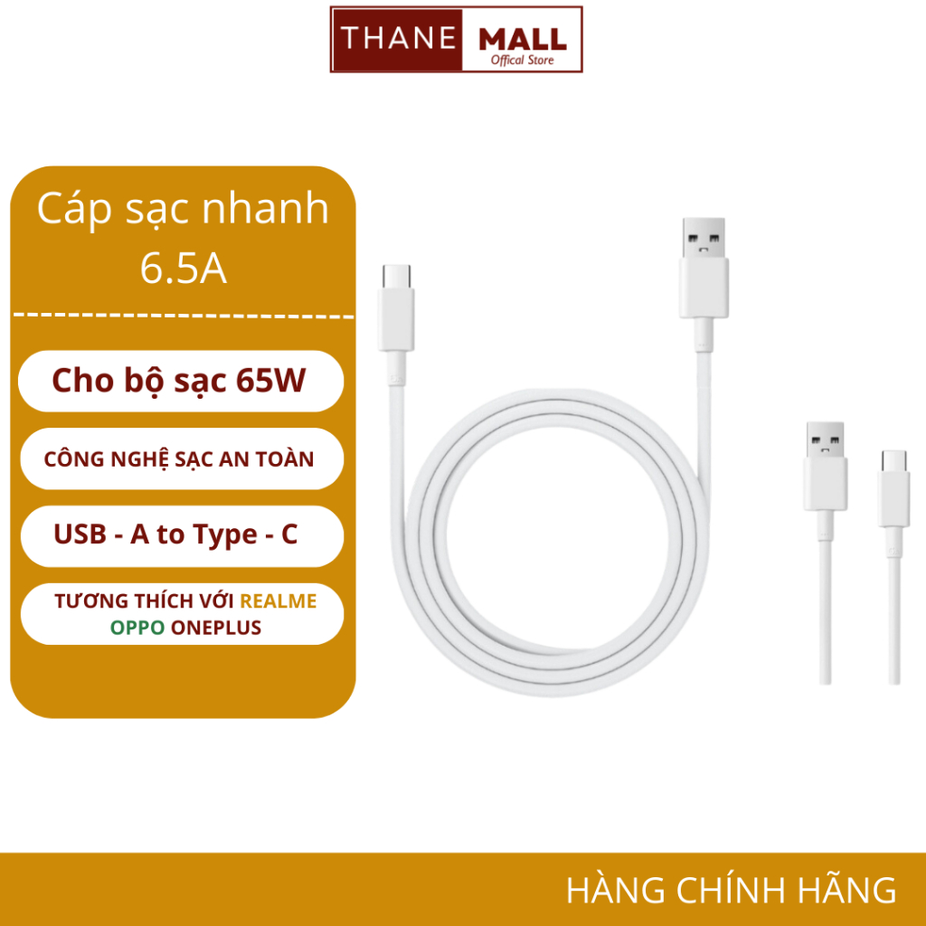 Cáp sạc nhanh Thane store Supper Dart 65W | 80W |100W cho Realme GT Neo