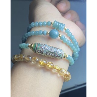 Dzi 18 mắt mix chuỗi lam ngọc