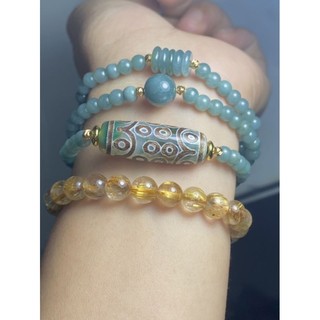 Dzi 18 mắt mix chuỗi lam ngọc