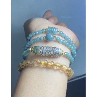 Dzi 18 mắt mix chuỗi lam ngọc