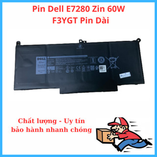 PIN LAPTOP DELL 7280 7480 F3YGT DÀI 60WH (ZIN) - 4 CELL Latitude 7280 7290 7390 7480 7480 E7280 E7390 E7480 E7490, DJ1J0
