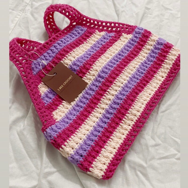 Áo croptop len đan lưng Stripes Top by 3bee.crochet