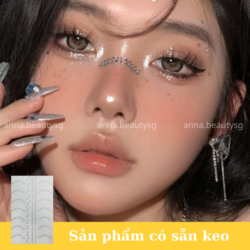 Đá đính mũi phụ kiện trang điểm cao cấp, đá dán mũi hạt đính make up có sẵn keo