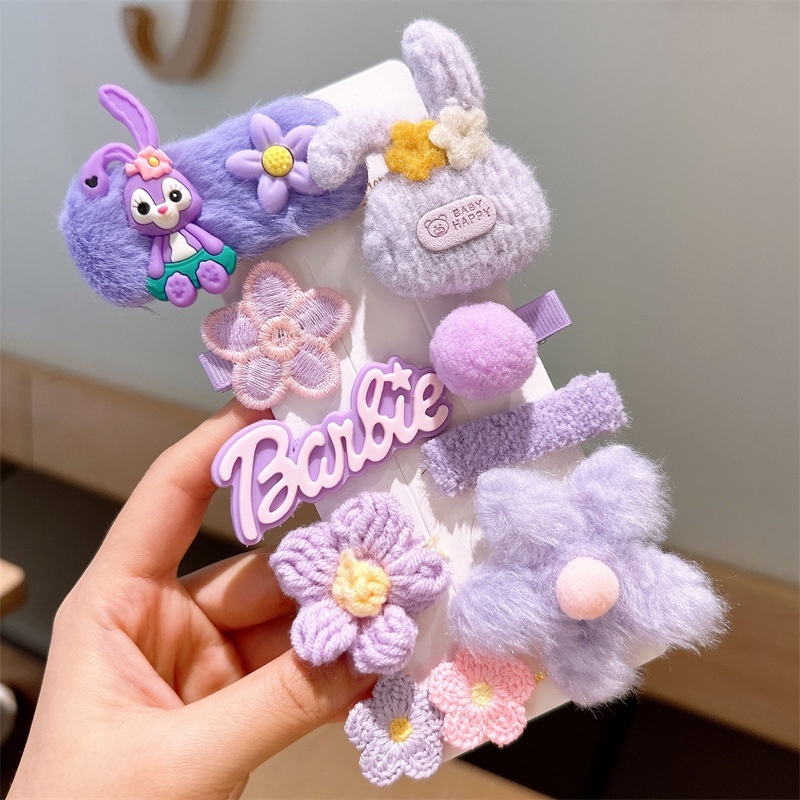 Sét Kẹp Tóc Hình Gấu / Dâu Tây Bằng Lông Nhung Dễ Thương Xinh Xắn Thời Trang Xuân Hè