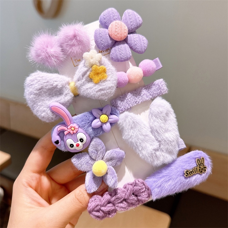 Sét Kẹp Tóc Hình Gấu / Dâu Tây Bằng Lông Nhung Dễ Thương Xinh Xắn Thời Trang Xuân Hè