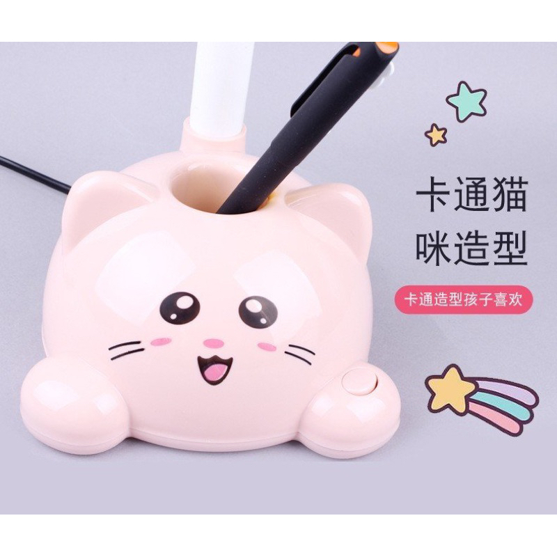 ĐÈN HỌC ĐỂ BÀN HÌNH MÈO CUTE CHỐNG CẬN CÓ ỐNG CẮM BÚT CHO BÉ TRAi BÉ GÁI