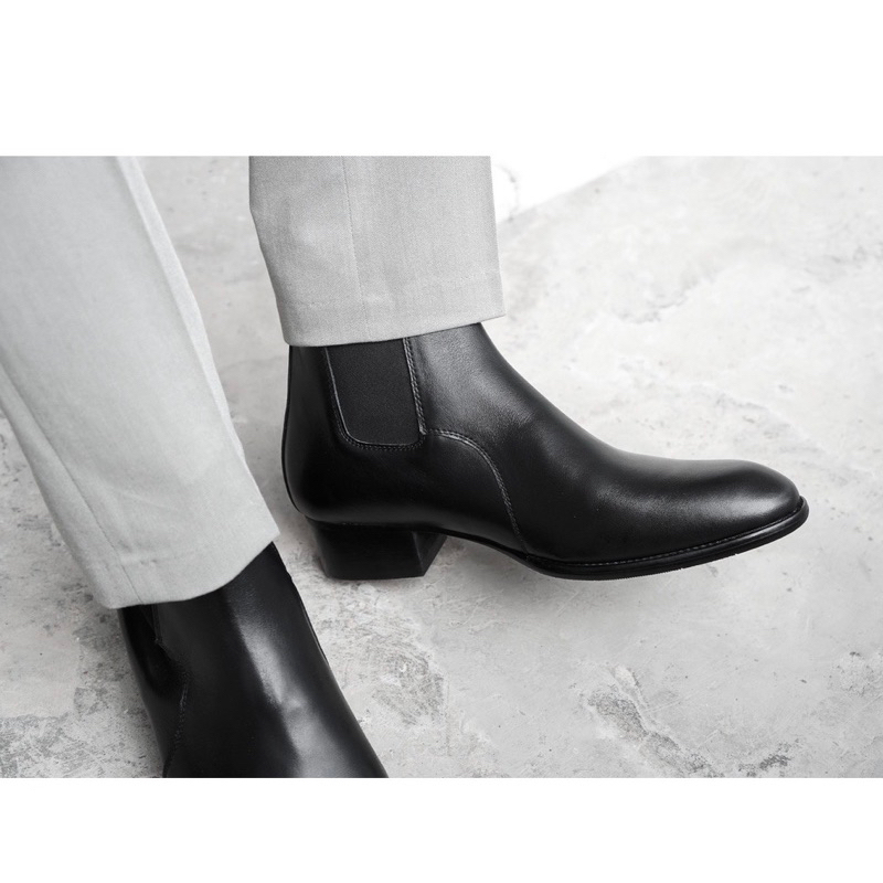 Giày High-Heel chelsea boot cao cổ da bò trơn TEFOSS HN603 đế gỗ cao 5cm size 38-44