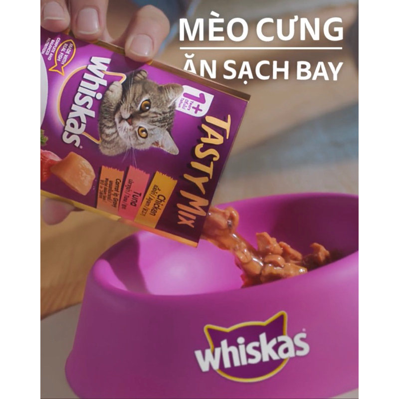 Pate Whiskas dành cho mèo con và mèo trưởng thành đủ vị gói 80g - Thức ăn cho mèo