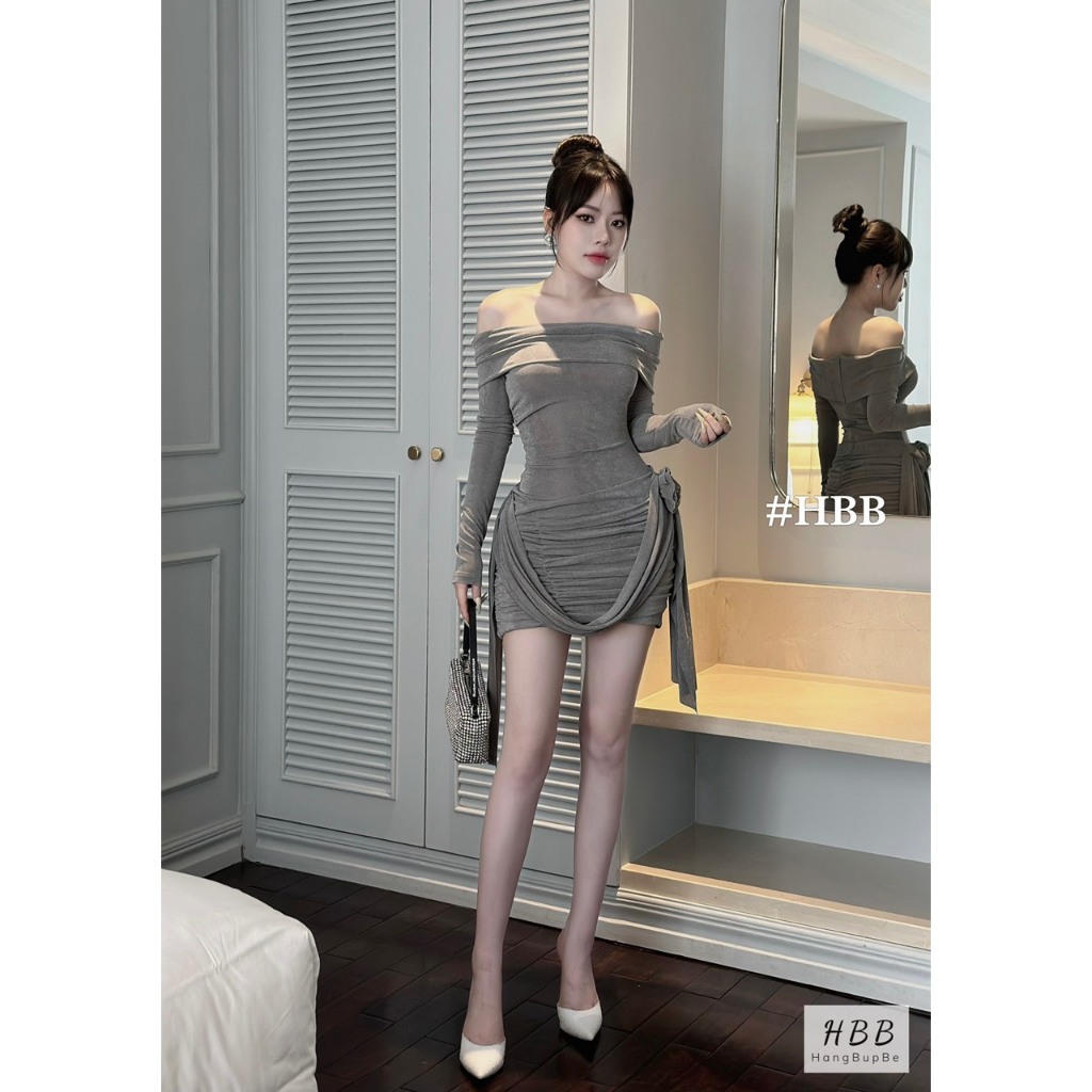 Đầm body lưới có mút sang chảnh nhúm eo 2 bên cực hot