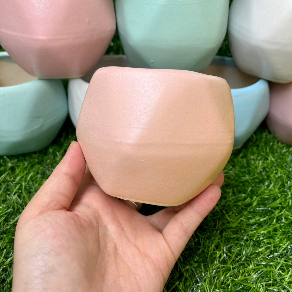 Chậu sứ bát tràng hình quả trám - Nhiều màu - Solar Garden