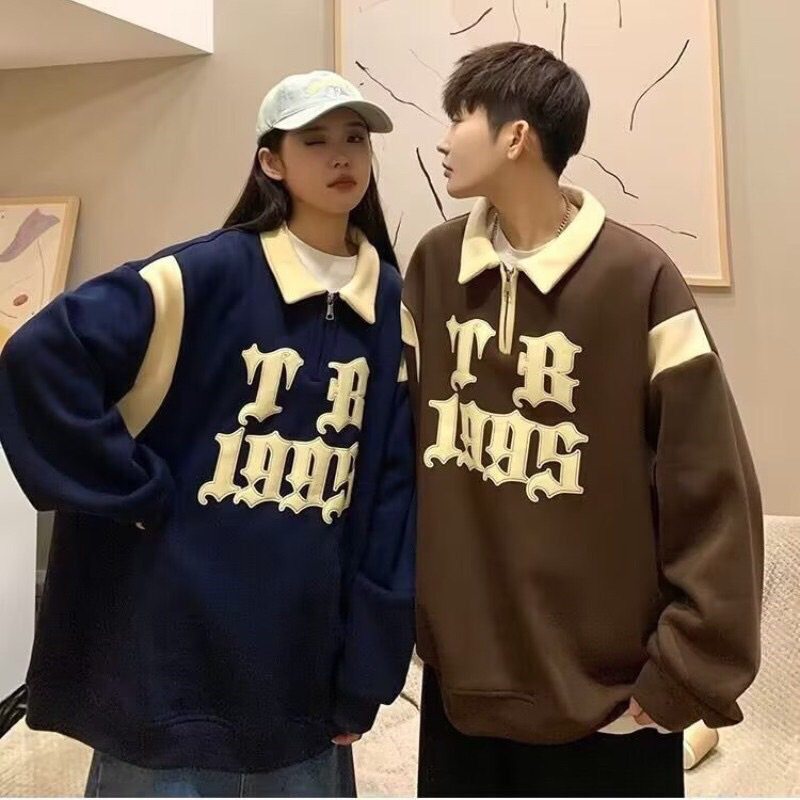 Áo nỉ polo form rộng tay bồng - TN